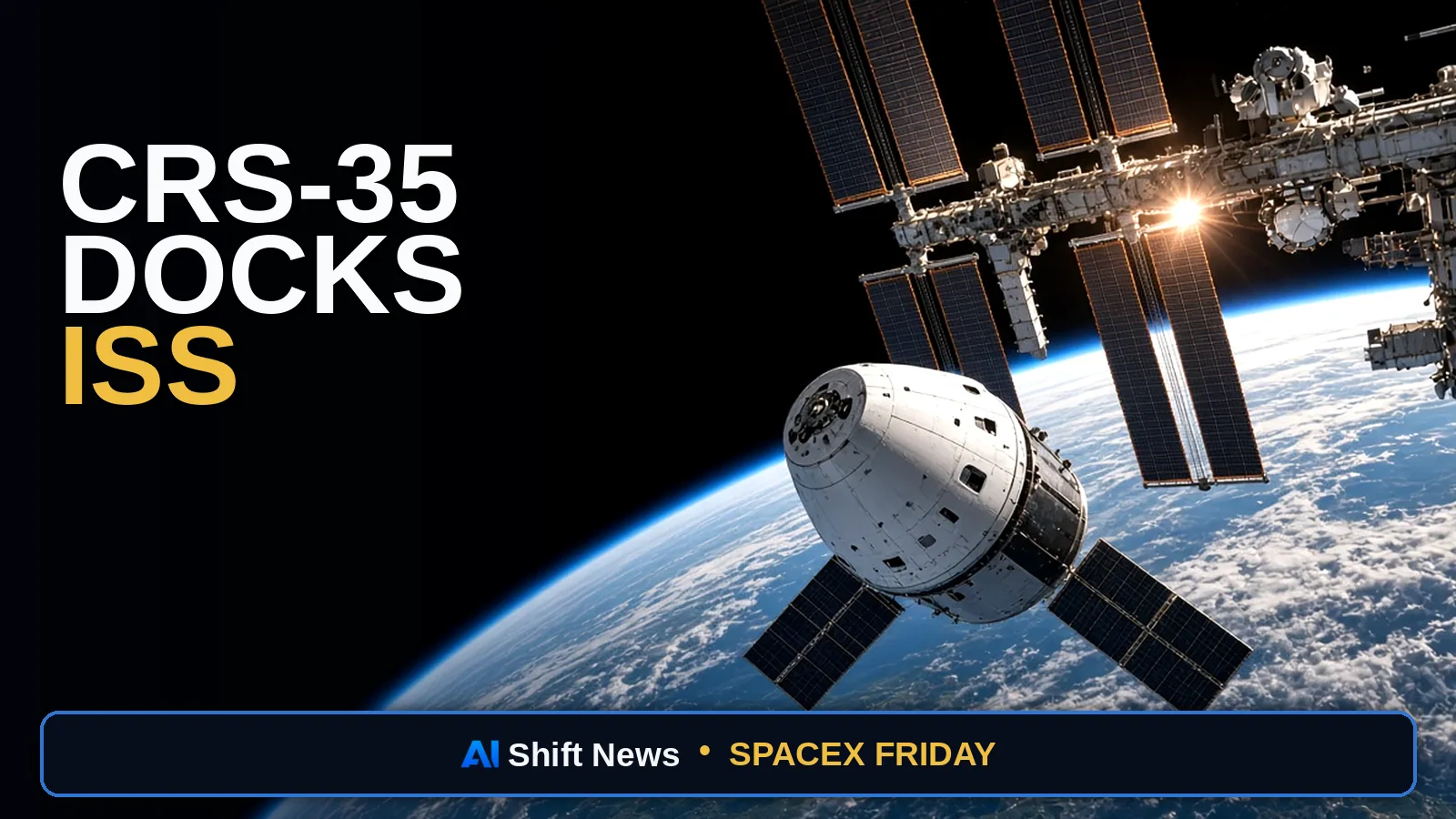 AI Shift News thumbnail for CRS-35 Dragon Docks ISS With Final Solar Arrays