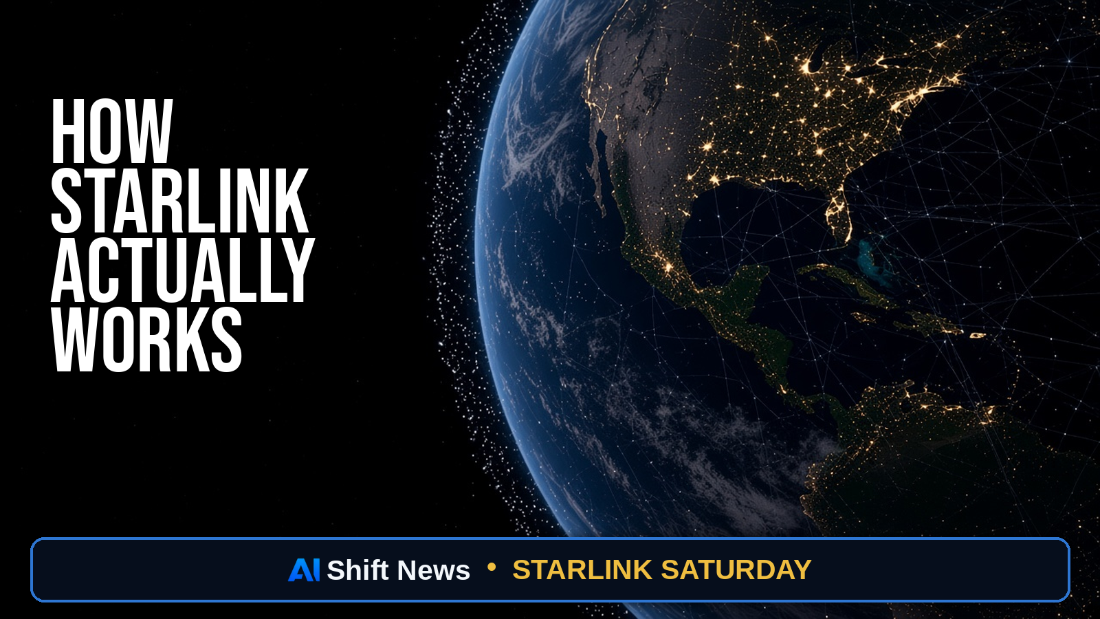 AI Shift News thumbnail for How Starlink Works: Low Earth Orbit, Not One Fixed Satellite