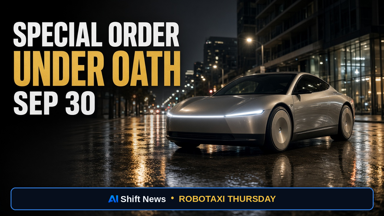 AI Shift News thumbnail for NHTSA’s Special Order Puts Cybercab Certification Under Oath by Sep 30 — That Is Escalation, Not a Ban or Recall