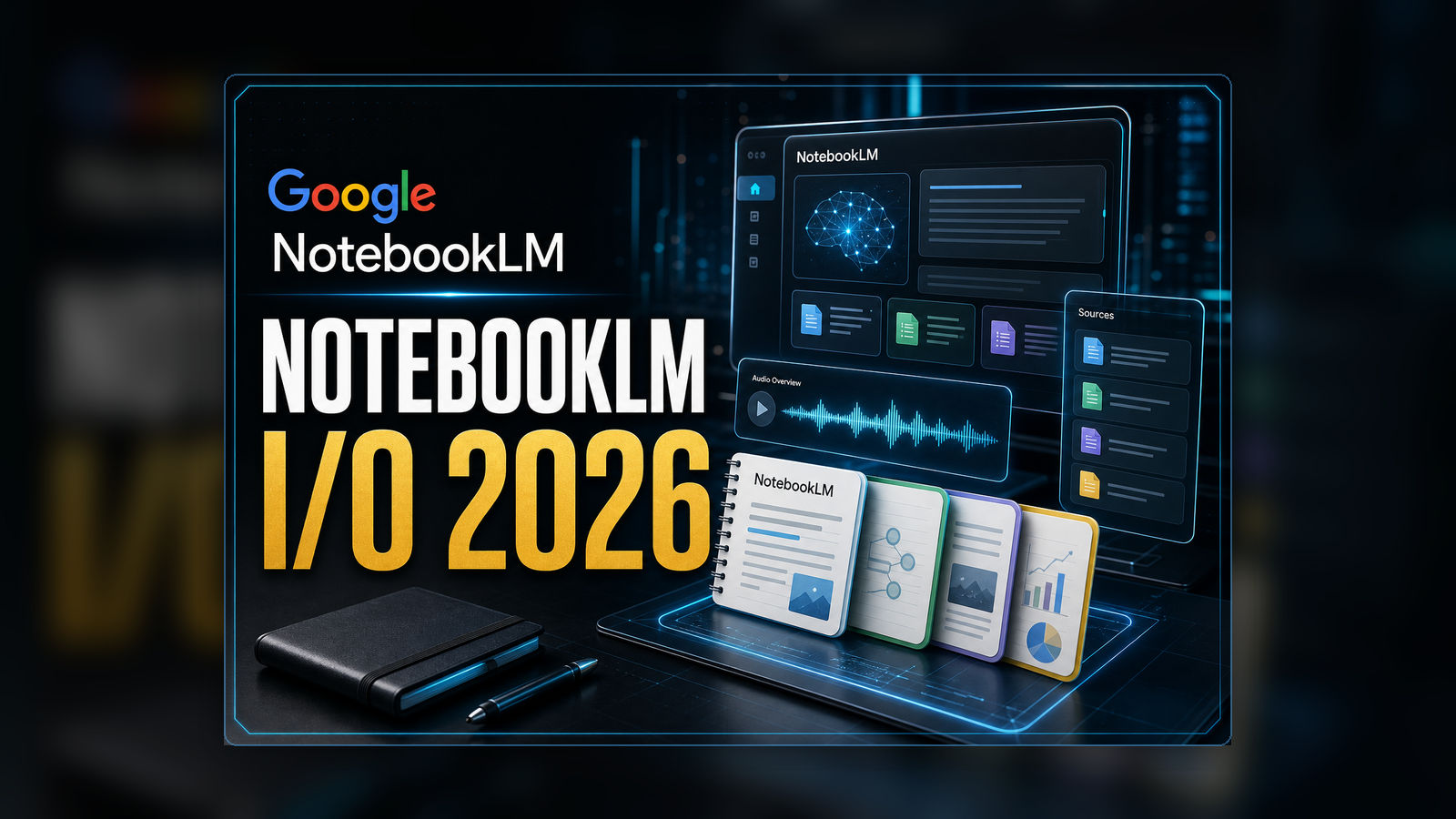 NotebookLM I/O 2026 thumbnail about trying source-grounded research before paying