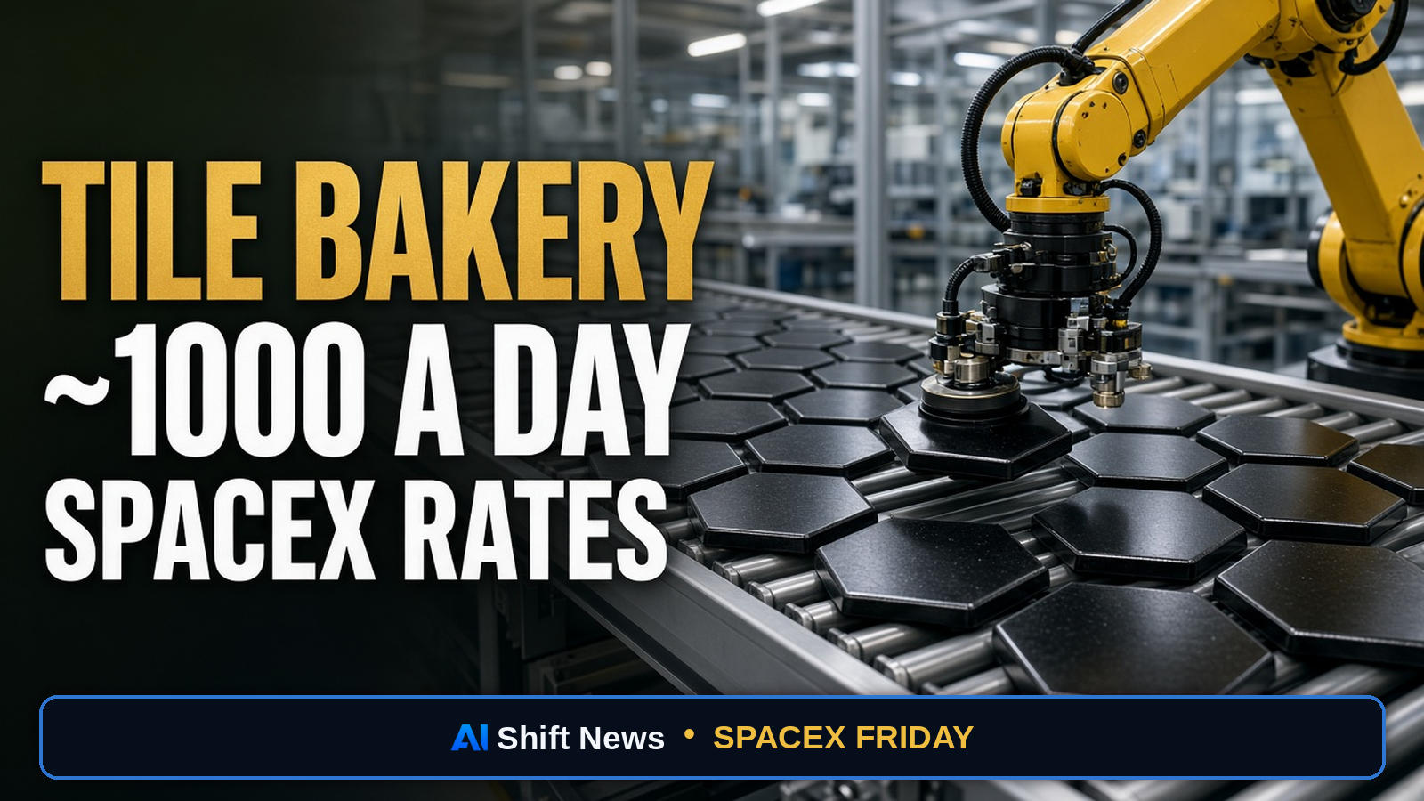 AI Shift News thumbnail for SpaceX Heat Shield Tile Bakery and Flight 14 Reentry