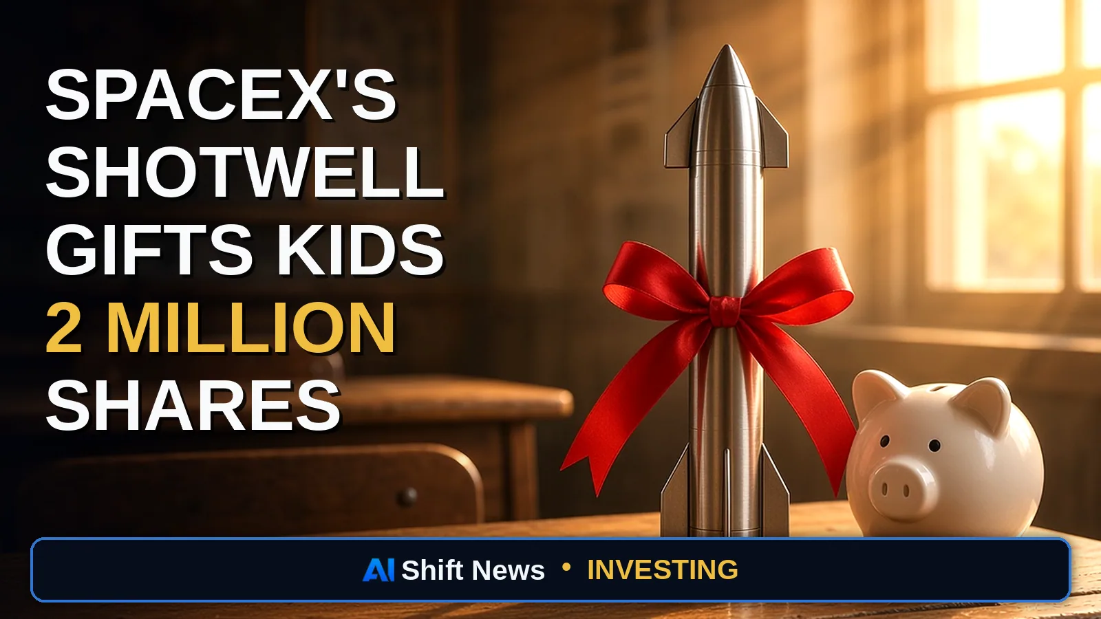 AI Shift News thumbnail for Shotwell SpaceX Shares: 2 Million to Kids' Trump Accounts