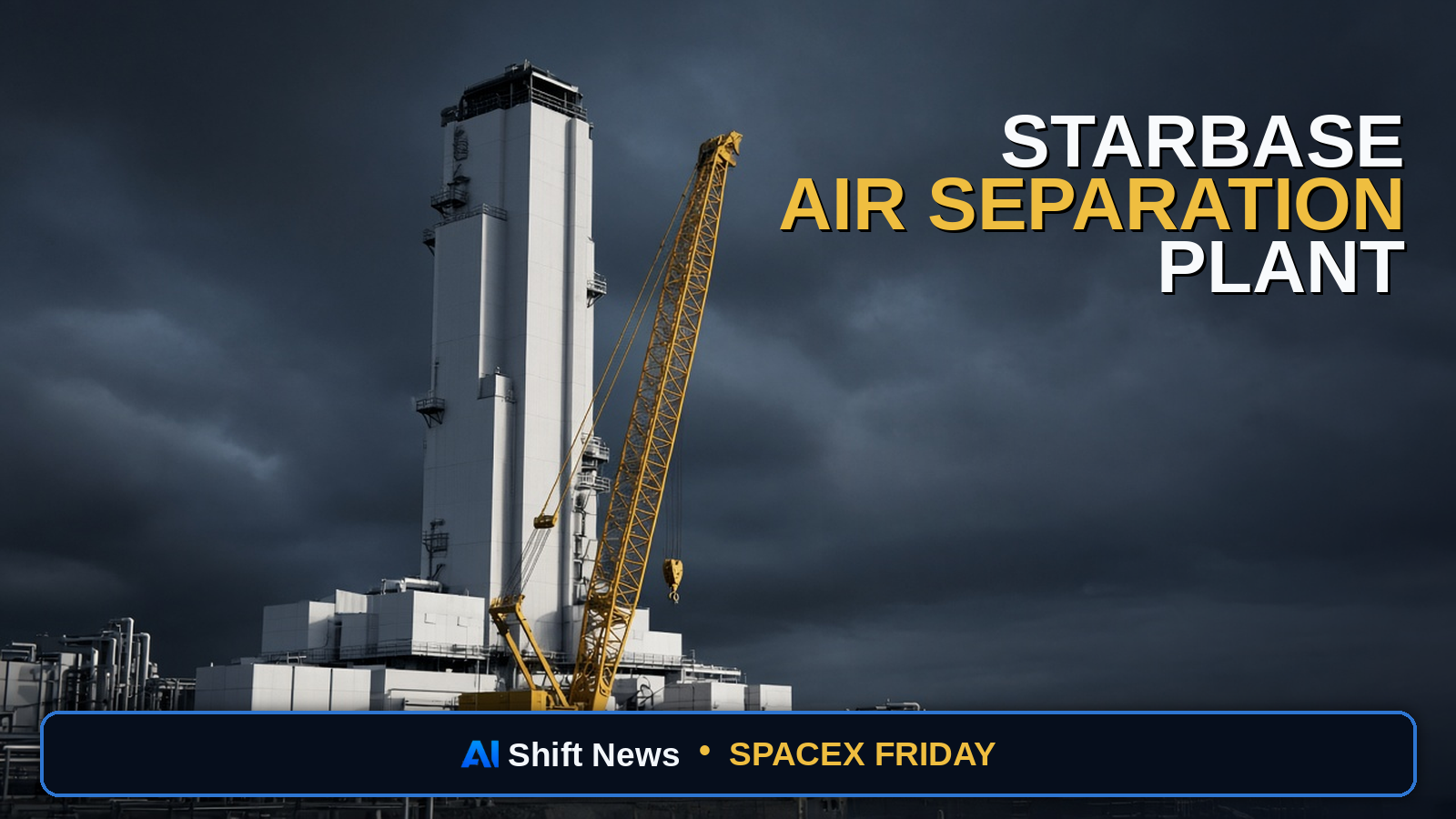 AI Shift News thumbnail for Starbase Is Building an Air Separation Plant. That Cuts Trucks — It Does Not Fix Flight 14.