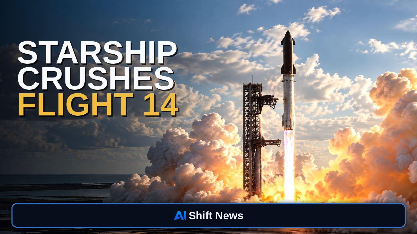 AI Shift News thumbnail for Starship Flight 14 Reaches Orbit on a Short Coast