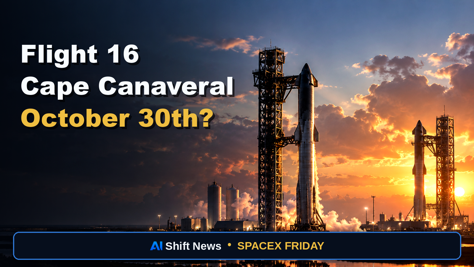 AI Shift News thumbnail for Starship Flight 16 Plan at Kennedy LC-39A