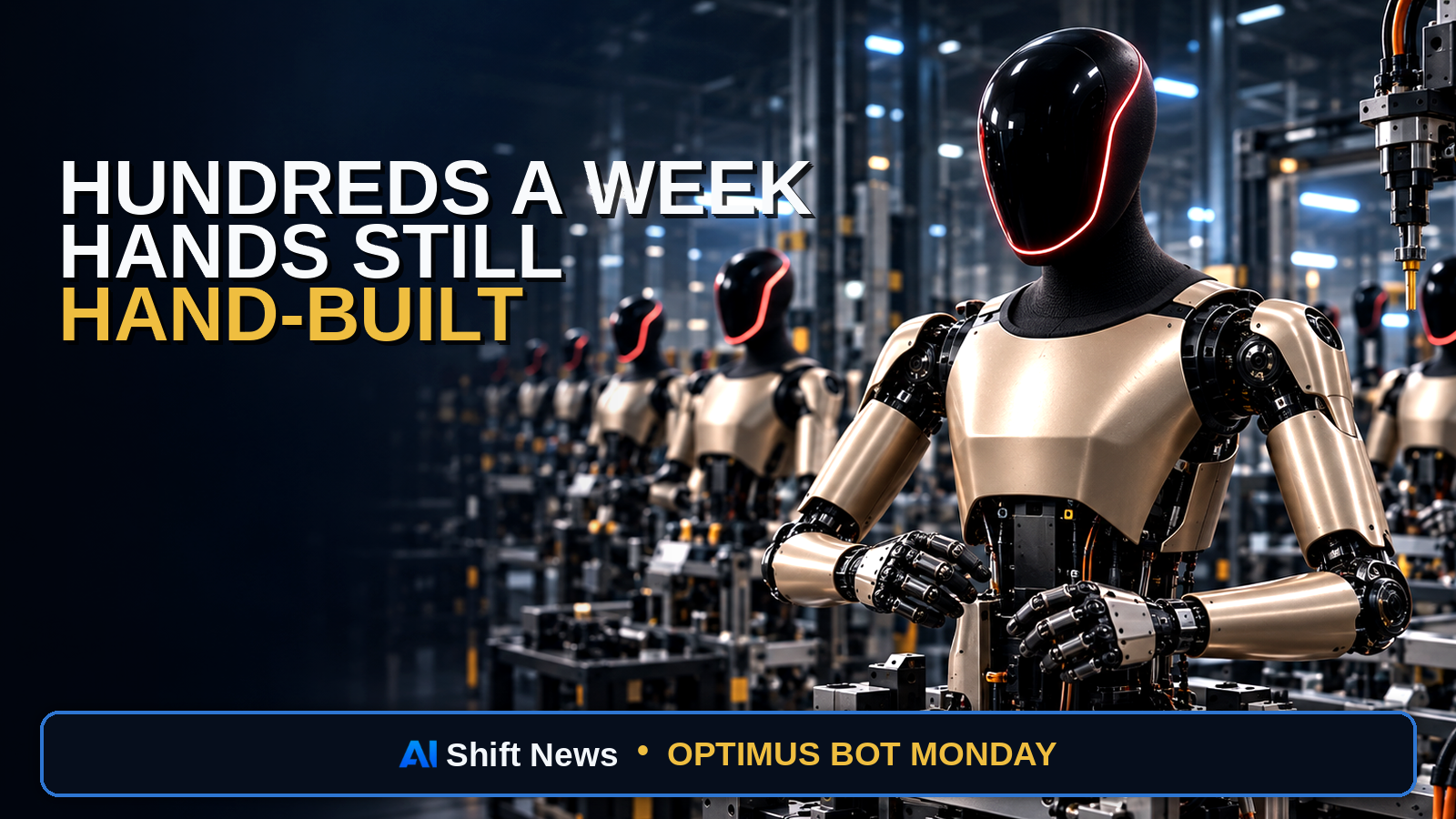 AI Shift News thumbnail for Tesla Optimus Production Hits Hundreds Per Week