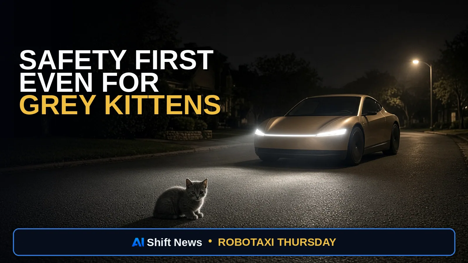 AI Shift News thumbnail for Tesla Robotaxi Hours in Austin Now Run to 11 PM, Not 24/7
