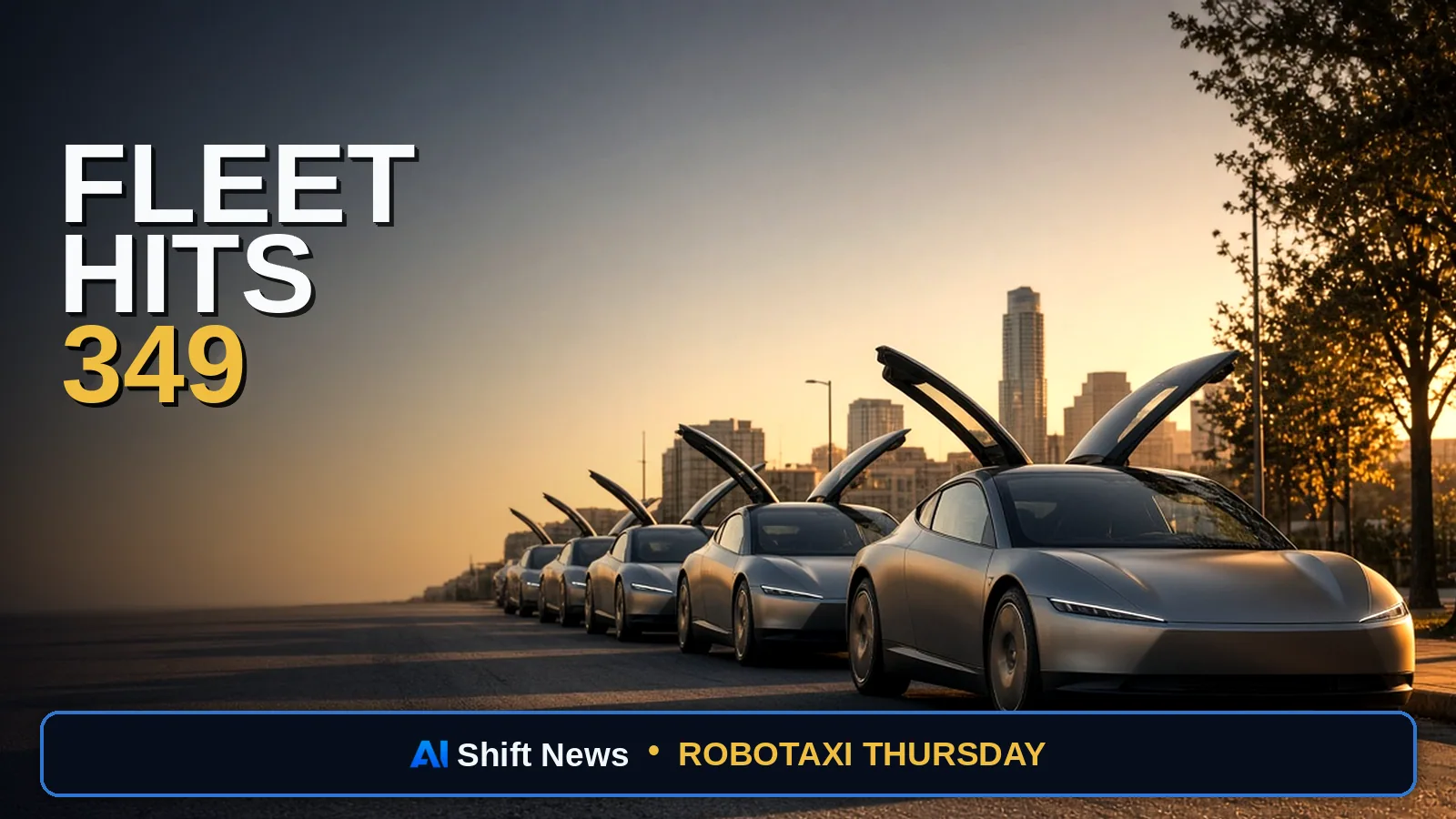 AI Shift News thumbnail for Tesla Cybercab Fleet Hits 349 in Texas DMV Roster